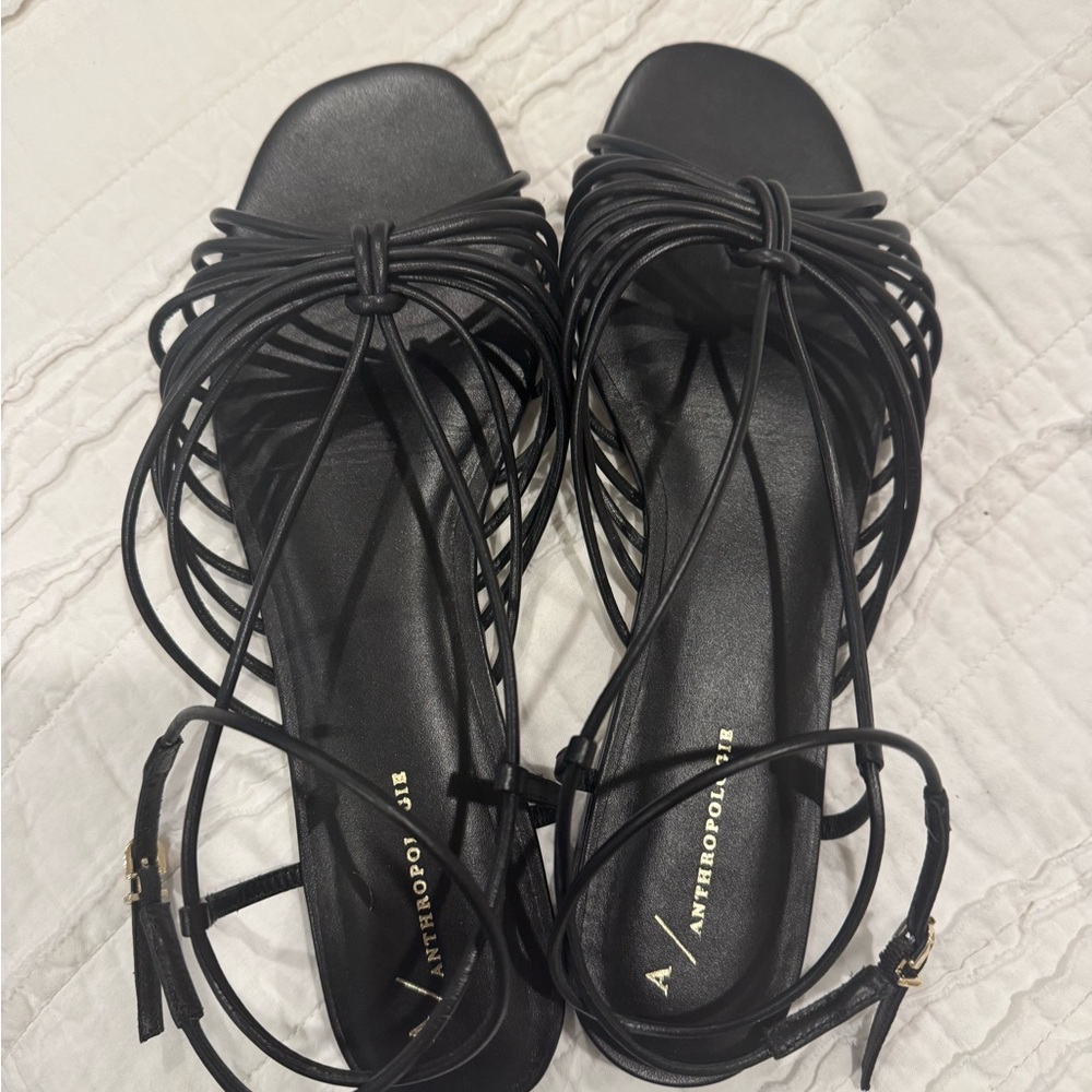 Anthropologie Black Sandals Sleek Design